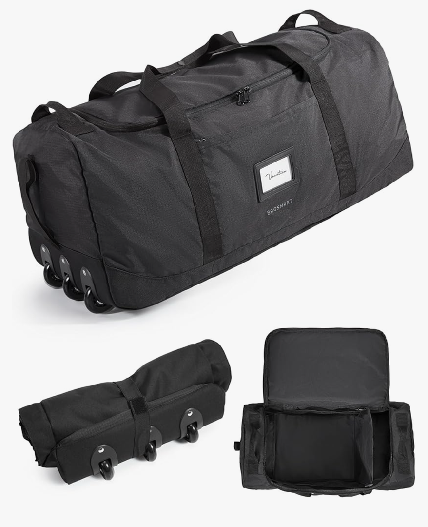 BAGSMART 83L Foldable Travel Bag, Large Duffle Bag for Travel, Duffel Luggage Bag for Sport College Camping, Water Resistant, Black