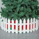 4 Pcs Christmas Tree Fence White Plastic pcket Fence for Christmas Tree Wedding Party Decoration Holiday Office Home Wedding Party Decor (100 cm in Total)