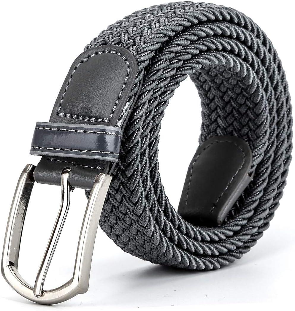 Braided Canvas Woven Elastic Stretch Belts for Men/Women/Junior with Multicolored, Size: Medium/32"-34" Waist