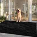 hicorfe Front Door Mat Outside Entrance,36"x59" Absorbent Muddy Dirt Resist Welcome Door Mats Outdoor Indoor,Stain and Fade Resistant,Non Slip Backing Entry Mat Doormat for Entryway(Black)