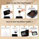 ZOMISIA Automatic Cat Feeder and Water Dispenser Set, 2 in 1 Gravity Cat Food Dispenser with 180 Degree Rotatable, Pet Self Feeding Large Capacity for Small Dogs Puppy Kitten, Black, 0.8 Gallon x 2