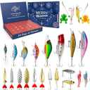 Fishing Advent Calendar 2025-24 Days of Christmas Countdown Calendar with Fishing Lures Set for Fisher Adult Men Teen Boys, for Dad Men