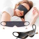 Set of 2 
FRESHME 3D Eye Mask with Ear Loop - Lash Extensions Blackout Blindfold Glasses Sleep Mask with Removable Ears Plugs for Sleeping Noise Cancelling Travel Airplane, Eye Cover for Women Men Side Sleeper