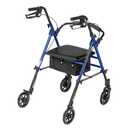 Drive Medical RTL10261BL Foldable Rollator Walker with Seat - Adjustable Handles and Seat, Blue