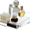 DINGHUO Acrylic Bathroom Tray, Clear 9.45x7.09x1.38in, Rectangular Perfume Tray for Soap, Candle, Makeup, Organizer, Modern Style