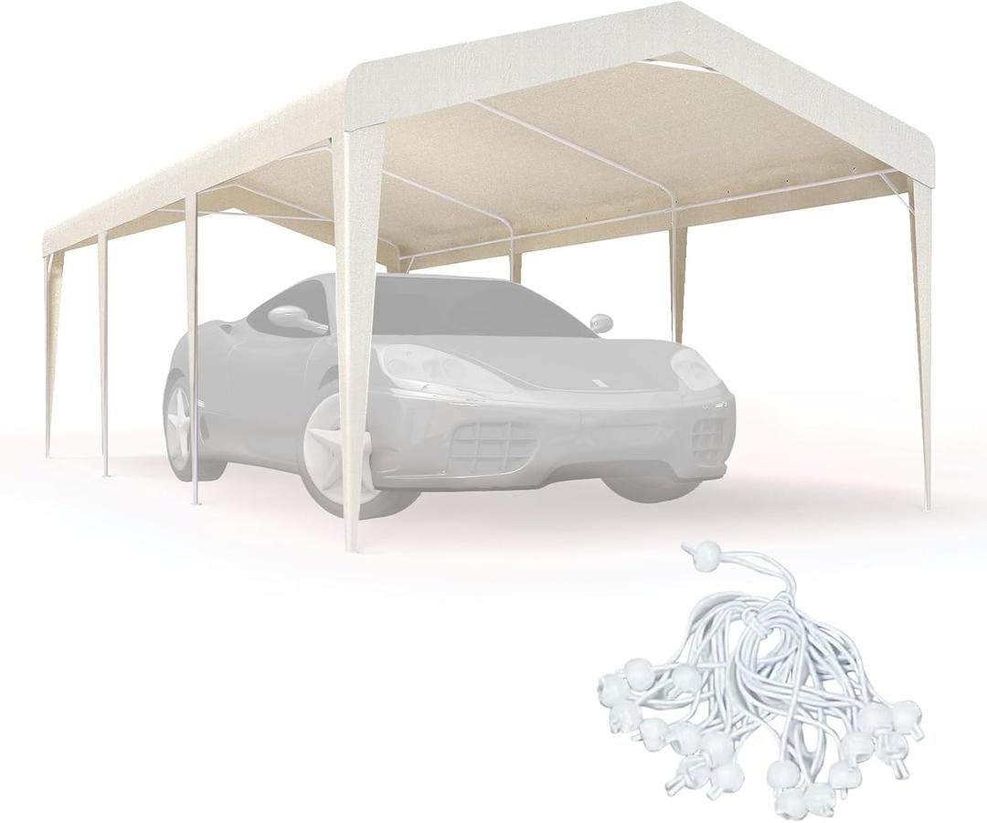 MEI&CO Heavy Duty 10x20 Canopy Replacement Cover - 3-Layer 300D Oxford + PU, 8 Vertical Legs, Weather & UV Resistant (Frame Not Included) - Fits 10x20 Frame, Ideal for Vehicles, Camping, Construction