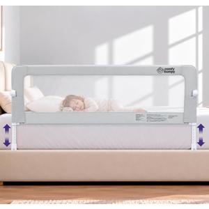 ComfyBumpy Premium Adjustable Bed Rail for Toddlers, Swing-Down Safety Guard, Height Adjusts 24.4"–32.3"H, Extra-Long 55.5", Sturdy Steel & Breathable Mesh, For Twin, Full, Queen & King, Gray, 1-Pack