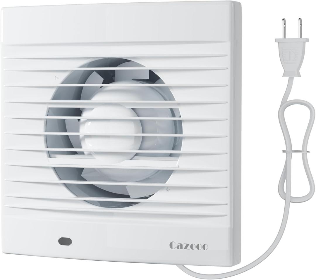 6 Inch Bathroom Exhaust Fan with Plug, 320 m/h, 35 dB Ultra Quiet, Wall Window Mount Ventilation Fan for Large Bathroom, Kitchen, Laundry, Commercial Use