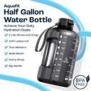 AQUAFIT 64 oz Water Bottle with Time Marker - Straw & Chug Lid - BPA Free Half Gallon Gym Water Bottle with Handle - Big Gallon Jug (Gray, 64 Ounces)