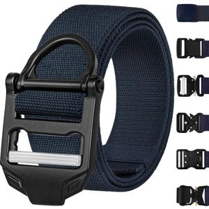 TECEUM Tactical Belt – Navy Blue B4 M – Heavy-Duty Military, Work, Hiking, Rigger, Utility, EDC Men’s Belts – Quick-Release – Nylon Web