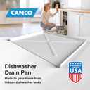 Camco Dishwasher Drain Pan - Measures 24 x 20-1/2 OD - Protects Floors, Cabinets, Walls & Features Front Opening for Easy Leak Detection - Crafted of Heavy-Duty Polymer - 24 x 20-1/2 (20600)