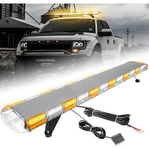 ASPL 53 inch 260 LED Low Profile Rooftop Strobe Lights Bar High Intensity Emergency Warning Flashing Beacon Snow Plow Light Traffic Advisor Car Hazard Construction Roof Lights Bars (Amber/White)