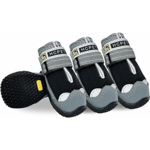 Y&E Dog Boots, Waterproof Rugged Anti-Slip Sole Dog Shoes with Reflective Adjustable Straps for Small Medium Large Dogs, Paw Protector, Breathable Outdoor Puppy Booties for Hot Pavement Black 4PCS, Size 2 Inches