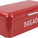 Home Basics Grove Bread Box For Kitchen Counter Dry Food Storage Container, Bread Bin, Store Bread Loaf, Dinner Rolls, Pastries, Baked Goods & More, Retro Vintage Design, Red