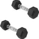 Hex Dumbbells Rubber Coated Hand Weights Pairs for Exercises and Fitness, Multiple Sizes