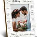 Wedding Picture Frame 4x6, Engagement Wooden Picture Frame, Wedding Engagement Gifts for Couples Newlyweds Bride Groom, Love Honor Cherish Decorative Photo Frames for Table Desk Decor