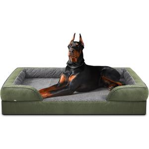 INVENHO Orthopedic Dog Bed for Extra Large Dogs, XXL Egg-Crate Foam Dog Couch with Washable Removable Cover, Waterproof Lining and Nonskid Bottom (XXL (48"x 35"x 6.5"), Green)