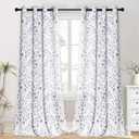 MYSKY HOME Curtains 95 inch Long for Living Room Patio Dining Room Thermal Insulated Darkening Soft Curtains Leaf Pattern Grommet Drapes for Home, 52''W x 95''L in, Grey, 2 Panels