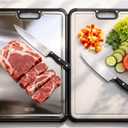 Premium 316 Stainless Steel Cutting Board for Kitchen Double Sided,& BPA-Free Chopping Board with Food-Grade Steel &Eco-Friendly Wheat Straw PP,for Meat & Vegetables Healthy Cutting boards Non Toxic