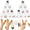 Leitee Christmas Party Games for Family Kids Adults Christmas Games with 24 Stacking Cup 2 Wooden Slingshot 2 Spare Slingshot Rubber Band 20 Felt Fake Snowball for Toss Carnival Parties Group Xmas Fun (White)