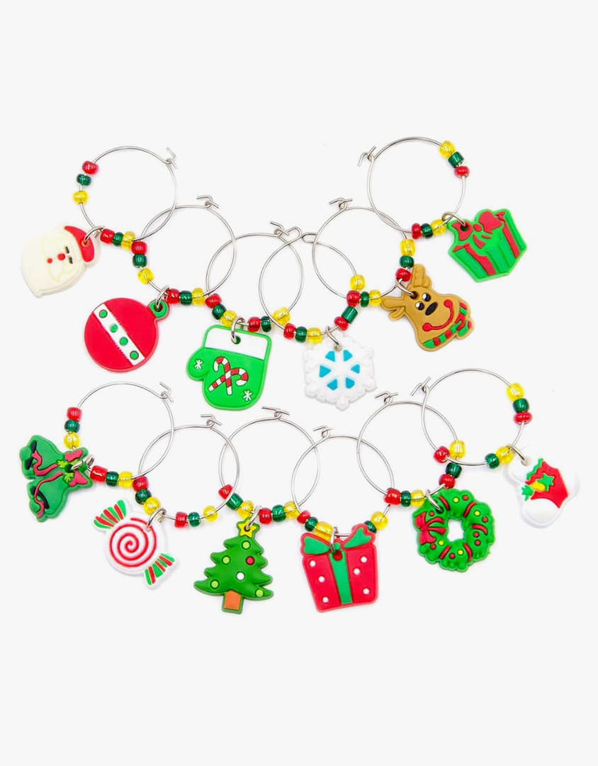 Christmas Liquor Glass Charms: Ideal Holiday-Themed Decoration Supplies for Liquor Tasting Party