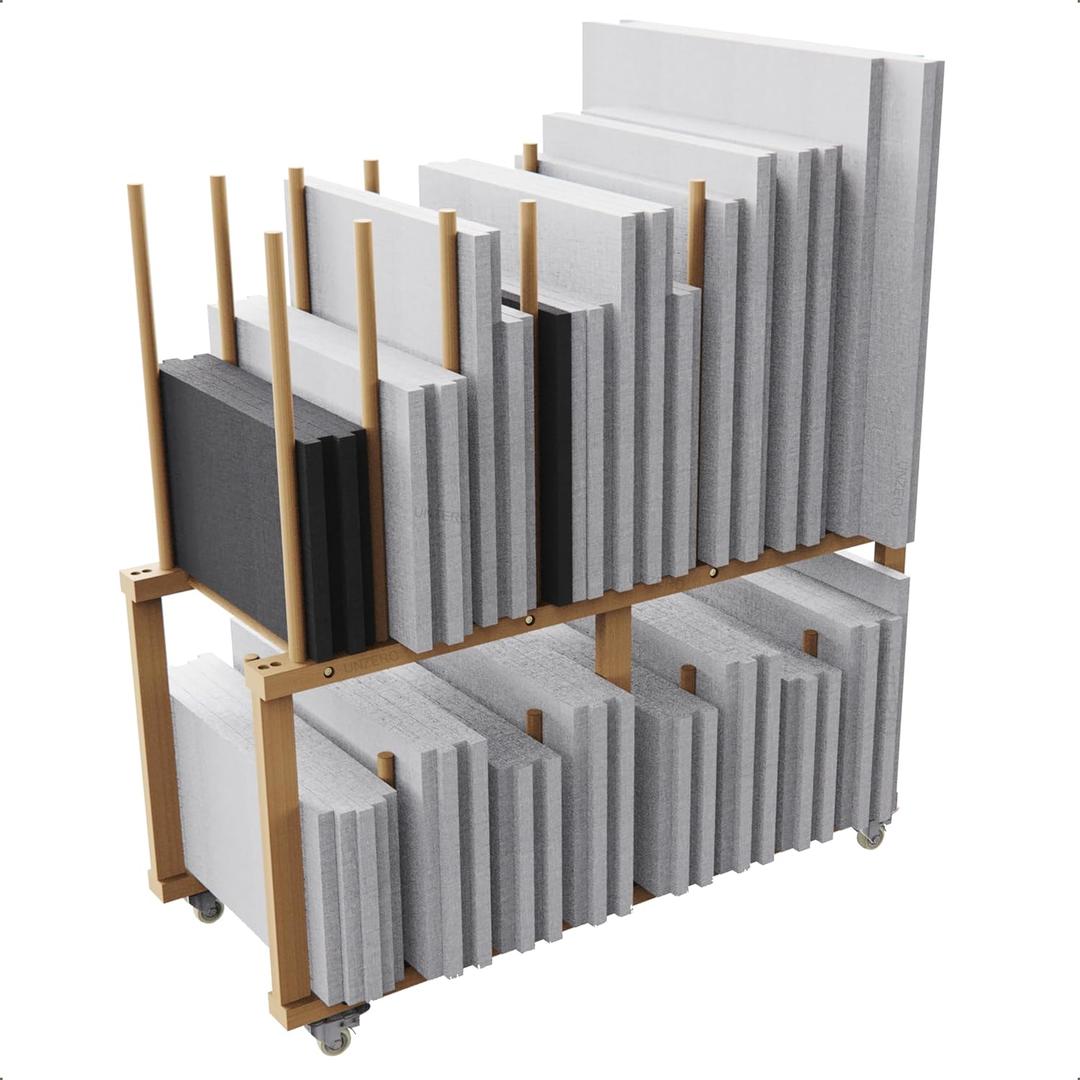 Art Storage Rack with Handle & Caster Wheels for Canvas Boards, Drawing Board, Art Studios (16"D x 38.5"W x 39.5"H)