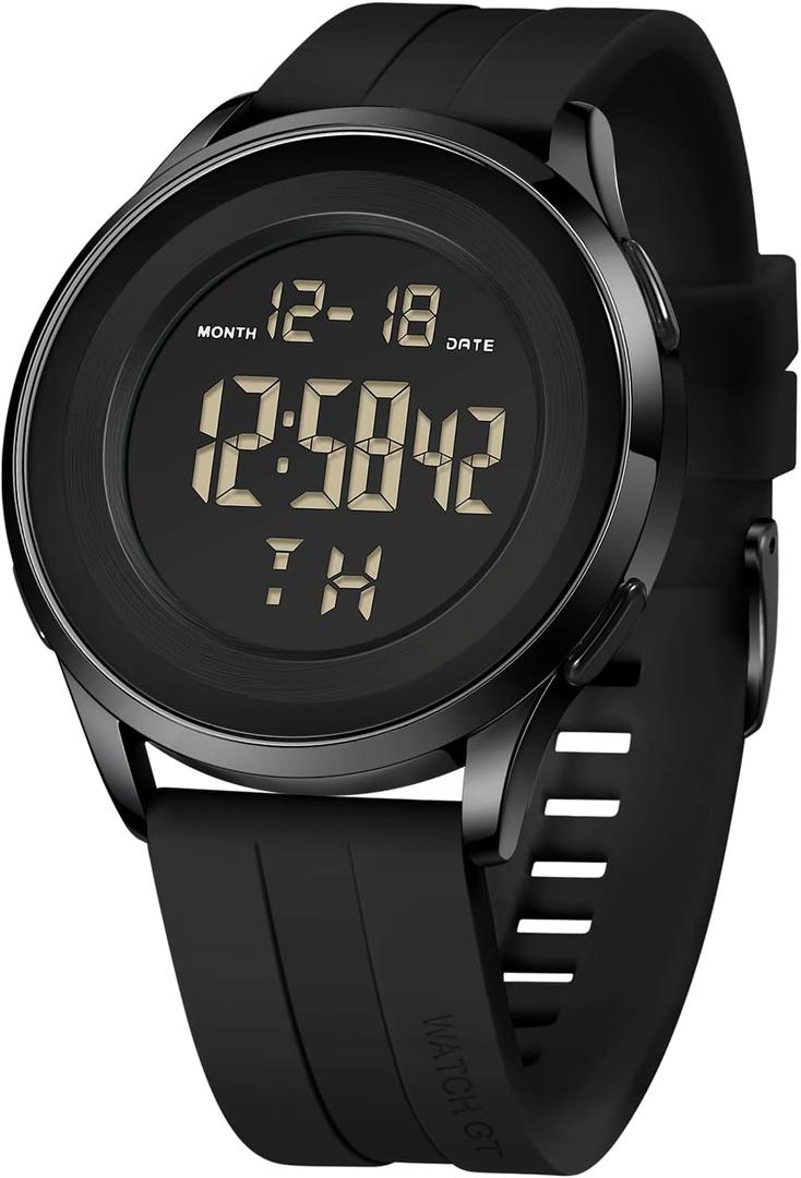 COSSINIGE Men's Digital Waterproof Military Watch for Men Black Dive Tactical Sports Minimalist Ultra-Thin Wrist Watch