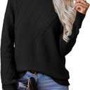 EVALESS Womens Sweaters Trendy Casual Crewneck Long Sleeve Cable Knit Lightweight Oversized Fall Sweaters Pullover Tops, Medium