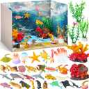 Simgoing Ocean Diorama Kit Habitat Project Supplies Under The Sea Animals Figures Small Shark Fish Figures Artificial Coral Seagrass with Gift Box for Gifts Birthday Party Decorations