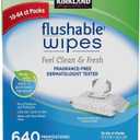 Kirkland Signature Premoistened Flushable Wipes, Fragrance Free, 640-count