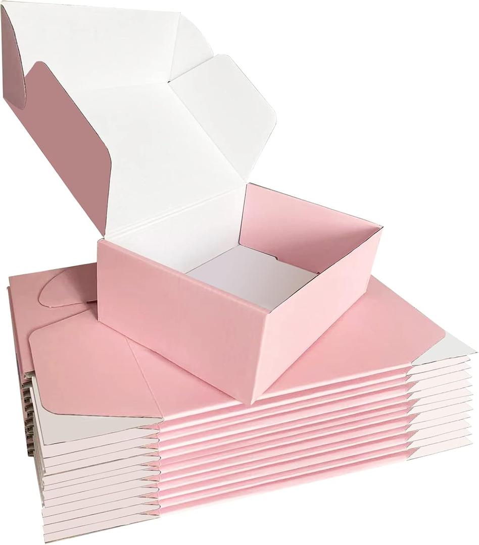 SNOGSWOG 28 Pack 9x6x3 inches Pink Shipping Boxes for Small Business, Small Corrugated Cardboard Gift Box for Mailing,Shipping,Storing,Christmas Gifts Wrapping