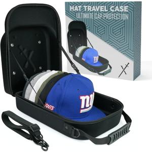 Hat Travel Case for Baseball Caps  Hard Shell Travel Hat Case with Carrying Handle & Adjustable Shoulder Strap  Baseball Hat Holder  6 Hat Capacity  Travel Accessories for Men  Black Hat Caddie