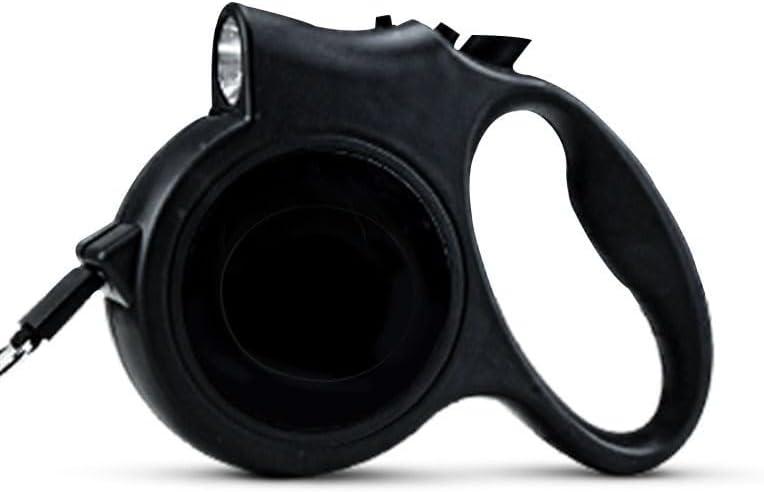 Pet Leash Pet Retractable Dog with Flashlight Travel, Ergonomic Handle (Black 196.85 inch)