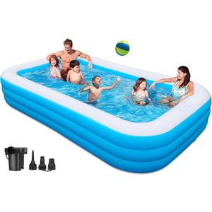 Large Inflatable Pool with Pump - 130'' x 72'' x 22'' Family Swimming Pool for Adults, Thickened Blow Up Above Ground Pool for Backyard, Garden, Outdoor