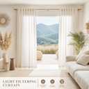 Joywell Natural Linen Curtains 90 Inches Long for Living Room 2 Panels Boho Cream Privacy Light Filtering Semi Sheer Curtain for Bedroom Farmhouse Neutral Drapes Window with Back Tab 52x90 Inch