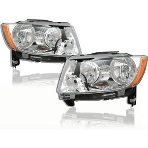 munirater RH & LH Headlights Replacement for G-rand Chero-kee 2011-2013 / Com-pass 2011-2017 Halogen Headlamp Assembly Driver and Passenger Side