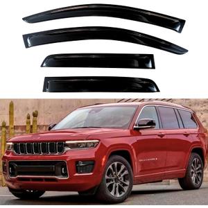 KPY Window Visor Compatible with Jeep Grand Cherokee L 2021-2024, Rain Guard Window Vent Deflectors Tape-On Style, 2021 2022 2023 2024 (Only for L Model)