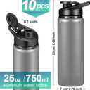 Chengu 10 Pcs 25oz Reusable Aluminum Water Bottle Bulk Lightweight Outdoor Sports Water Bottles Easy Carry Leak Proof for Travel Gym Camping Hiking Fishing, Snap Lid (Gray)