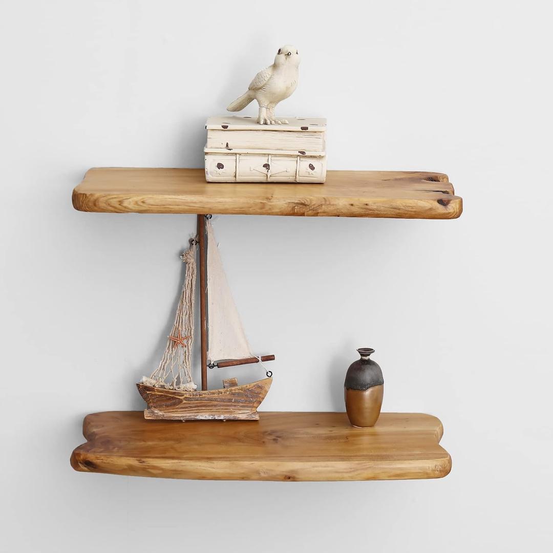 WELLAND 16 Cedar Natural Edge Floating Shelf Set of 2