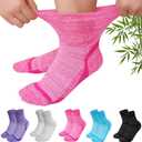 CaiDieNu Bamboo Viscose Diabetic Socks: Non Binding Wide Hospital Ankle Socks for Women Men Elderly Pregnant Edema 5 Pairs (9-11, Multicolor)