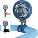 HandFan Portable Stroller Fan [Max 31 Working Hours], Attachable Stroller Fan Clip on for Baby, 4000mAh Rechargeable Battery, 360 Rotate Flexible Tripod, Cooling for Car Seat Crib Treadmill Travel (Blue)