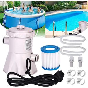 530 Gallons Above Ground Round Pool Filter Pump,HouseholdInflatable Pool FilterPump System KitCleaning Tool+ FilterCartridge,Uses Type Aor C Filter Cartridge