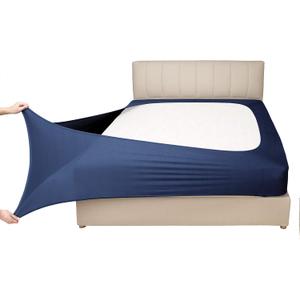 Stretch Jersey Box Spring Cover Wrap Around, Bed Skirt Alternative, Ultra Soft & Wrinkle Resistant, Twin/Twin XL, Navy