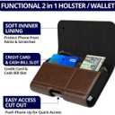 Magnetic Closure Holster for iPhone 17 Pro Max, 16 Pro Max, 16 Plus, 15 Pro Max, 15 Plus, 14 Pro Max, 14 Plus, 13 Pro Max - Leather Belt Case, Premium Pouch (Fits Armor Case) (Coffee Brown, X-Large)