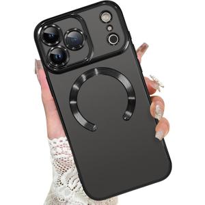 KANGHAR Case Compatible with iPhone 17 Pro Clear Magnetic Design,Compatible with MagSafe Full Camera Protector Anti-Yellowing Shockproof Cute Cover for Women Men 6.3 Inch Black