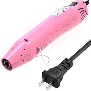Heat Gun, Mini Heat Gun for Shrink Tubing, Portable Heat Gun for DIY Crafts, 300W Heat Air Gun with Reflector Nozzle, Shrink Wrap Gun Tool for Shrink Packaging PVC, Drying Paint, Clay - Pink