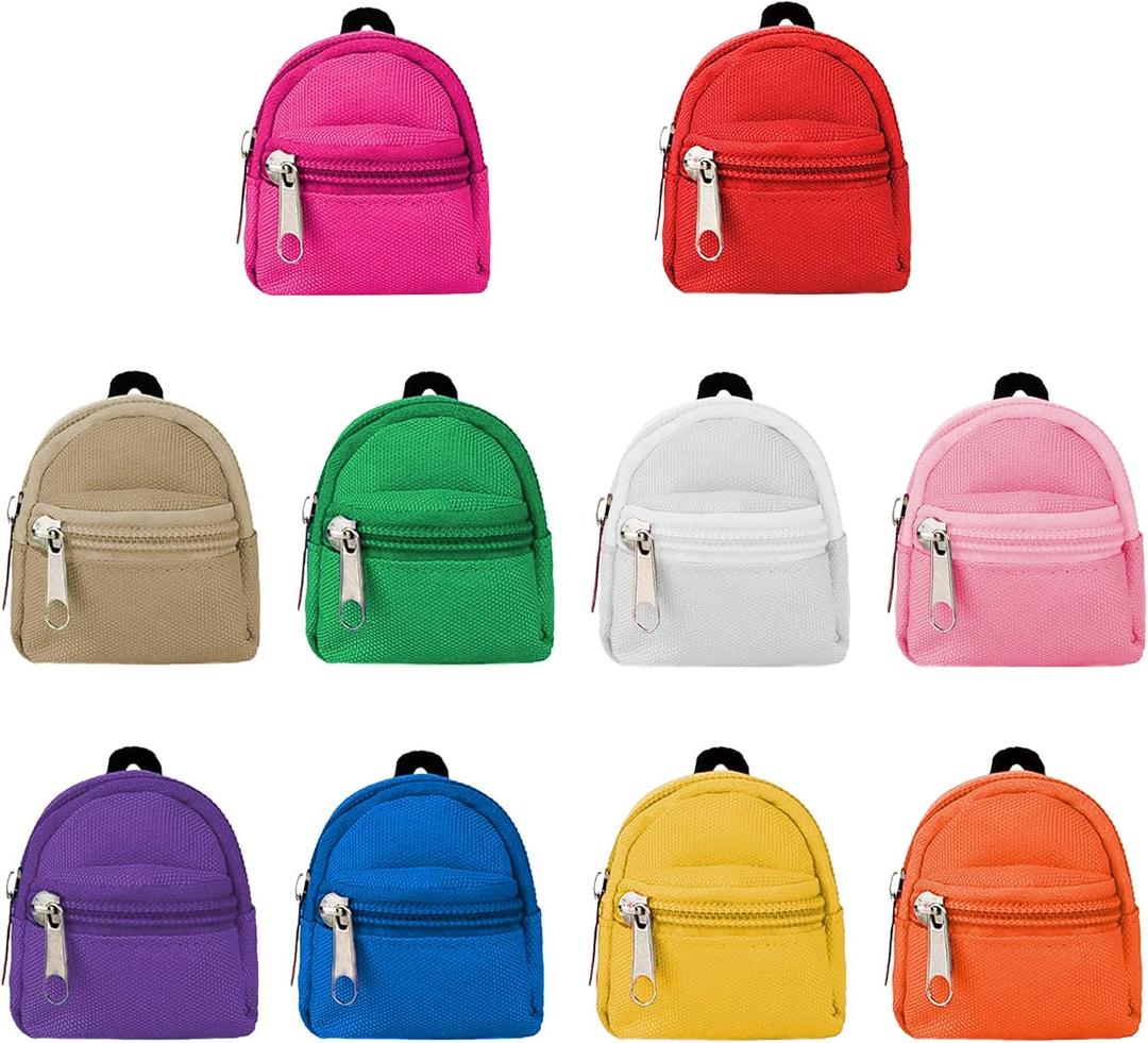 SOTOGO 10 Pieces Doll Backpacks Mini Dolls Zipper Backpack Dollhouse Accessory Bags Doll Accessories for Daily Supplies