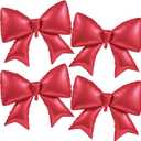 Simgoing 4 Pcs 39 Inch Jumbo Christmas Red Bow Balloons Giant Bow Balloons Large Coquette Decorations Backdrop for Women Birthday Baby Shower Bridal Engagement Wedding Decor Party Supplies