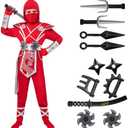 Spooktacular Creations Halloween Ninja Costume Kids, Ninja Dragon Jumpsuit Set, Boys Halloween Costume for DressUp Party 10-12Y