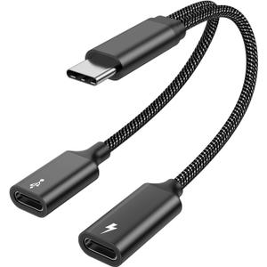 USB C Splitter USB C to USB C Female Adapter USB Y Splitter Cable(NOT for Monitor)USB C Male to 2USB-C Female Cord Double USB C Port Hub USB C Charging Split Adapter for Mac,Xbox One,PS5,Laptop